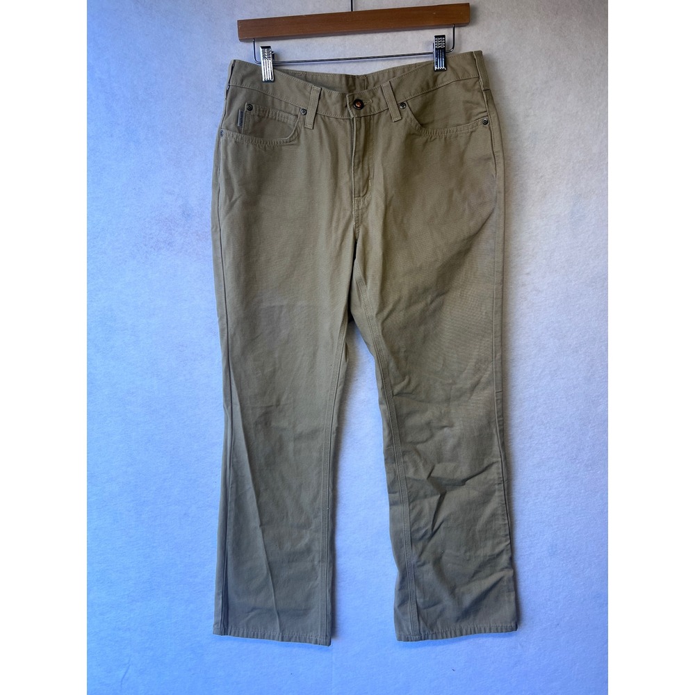 Carhartt Khaki Cotton Duck Canvas Work Pants WB002 GKH Size 10 x 32